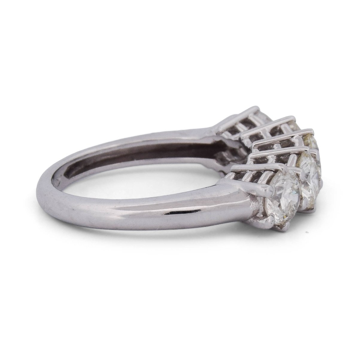Bague Demi-Alliance Vintage en Or Blanc 18 Carats et 5 Diamants – 1,40 ct  AN527 (00519)-photo-3