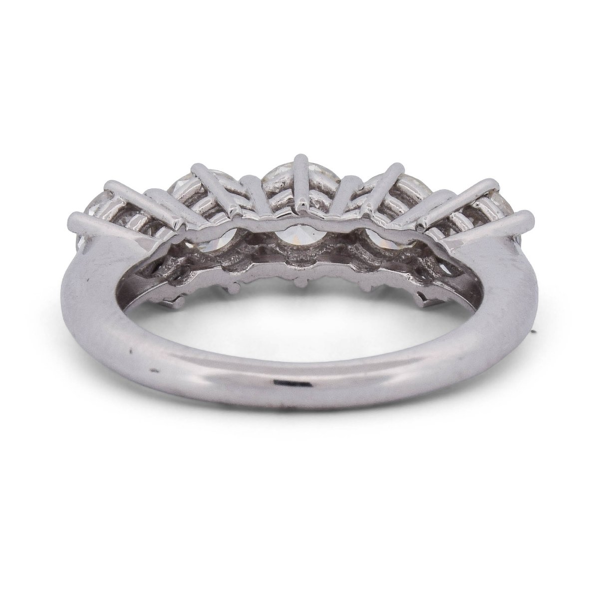 Bague Demi-Alliance Vintage en Or Blanc 18 Carats et 5 Diamants – 1,40 ct  AN527 (00519)-photo-4