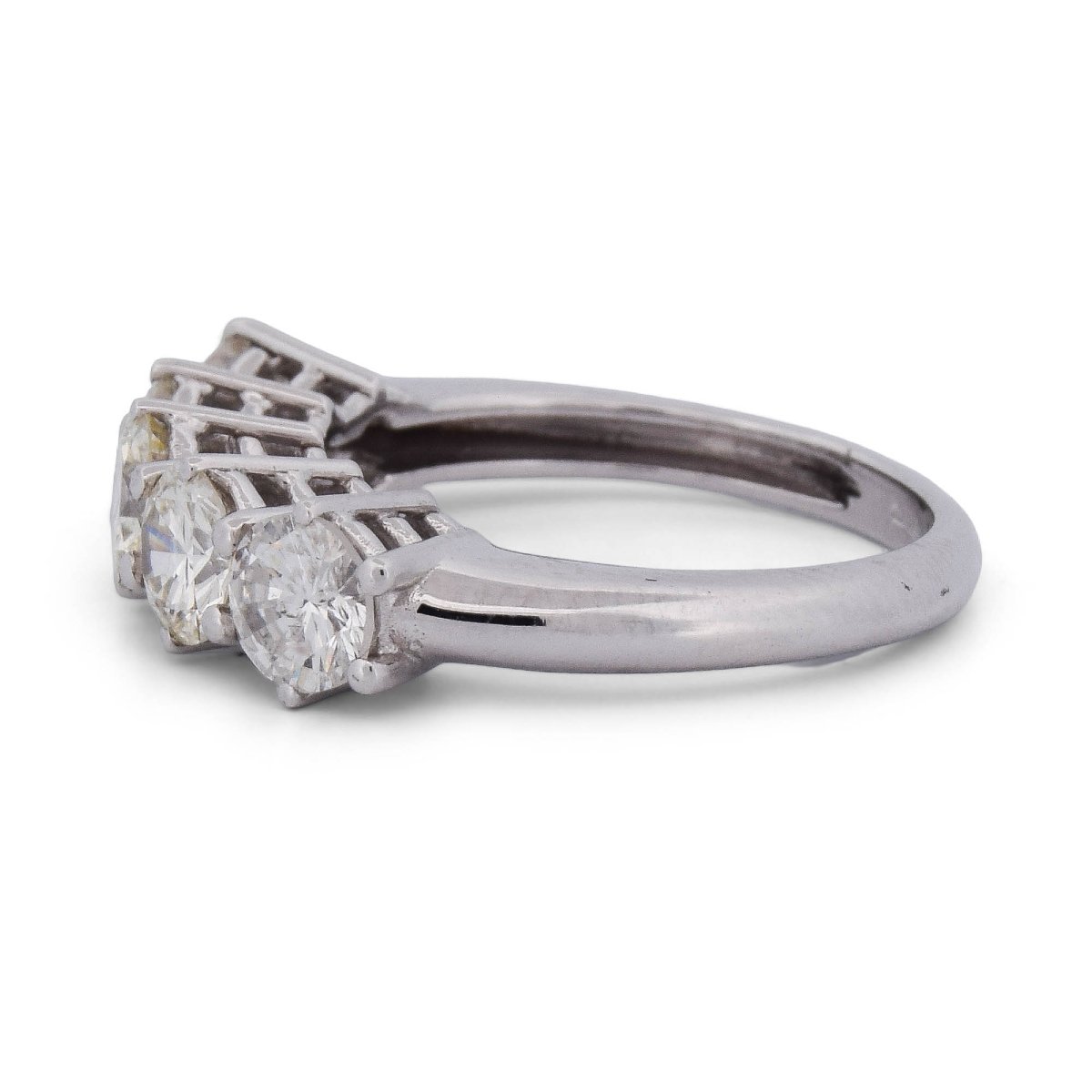 Bague Demi-Alliance Vintage en Or Blanc 18 Carats et 5 Diamants – 1,40 ct  AN527 (00519)-photo-1
