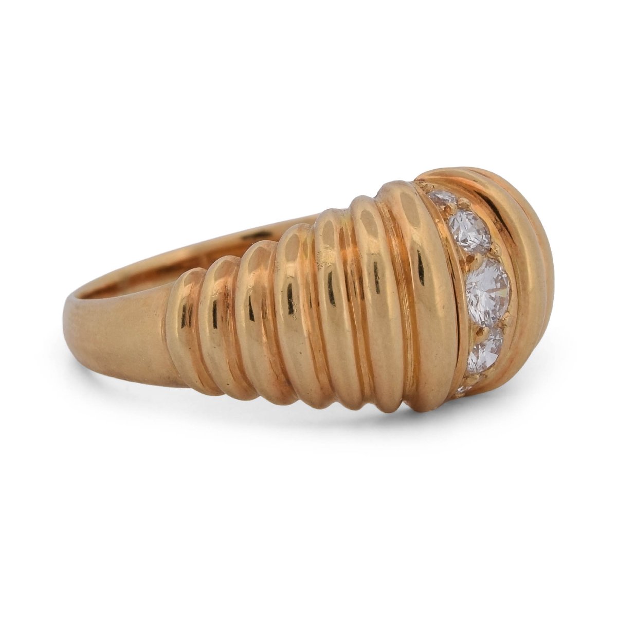 Vintage Set In 18-karat Yellow Gold And Diamonds, Including A Ring And Earrings    Pr2 ‘(00029)-photo-3