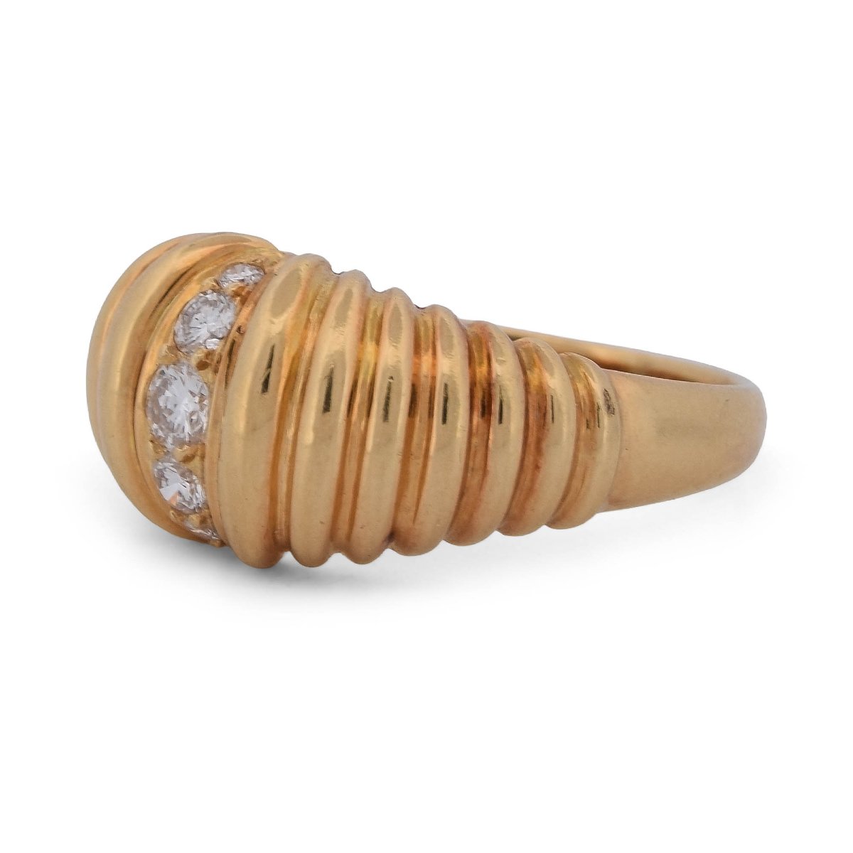 Vintage Set In 18-karat Yellow Gold And Diamonds, Including A Ring And Earrings    Pr2 ‘(00029)-photo-3