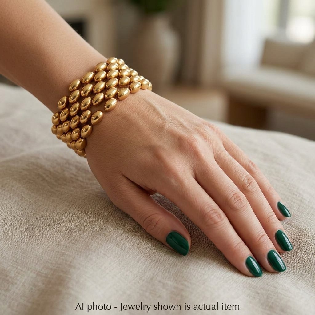 Vintage 18-karat Gold Band Bracelet With Rounded Oval Links, 80 G    Br53 114-39-photo-2