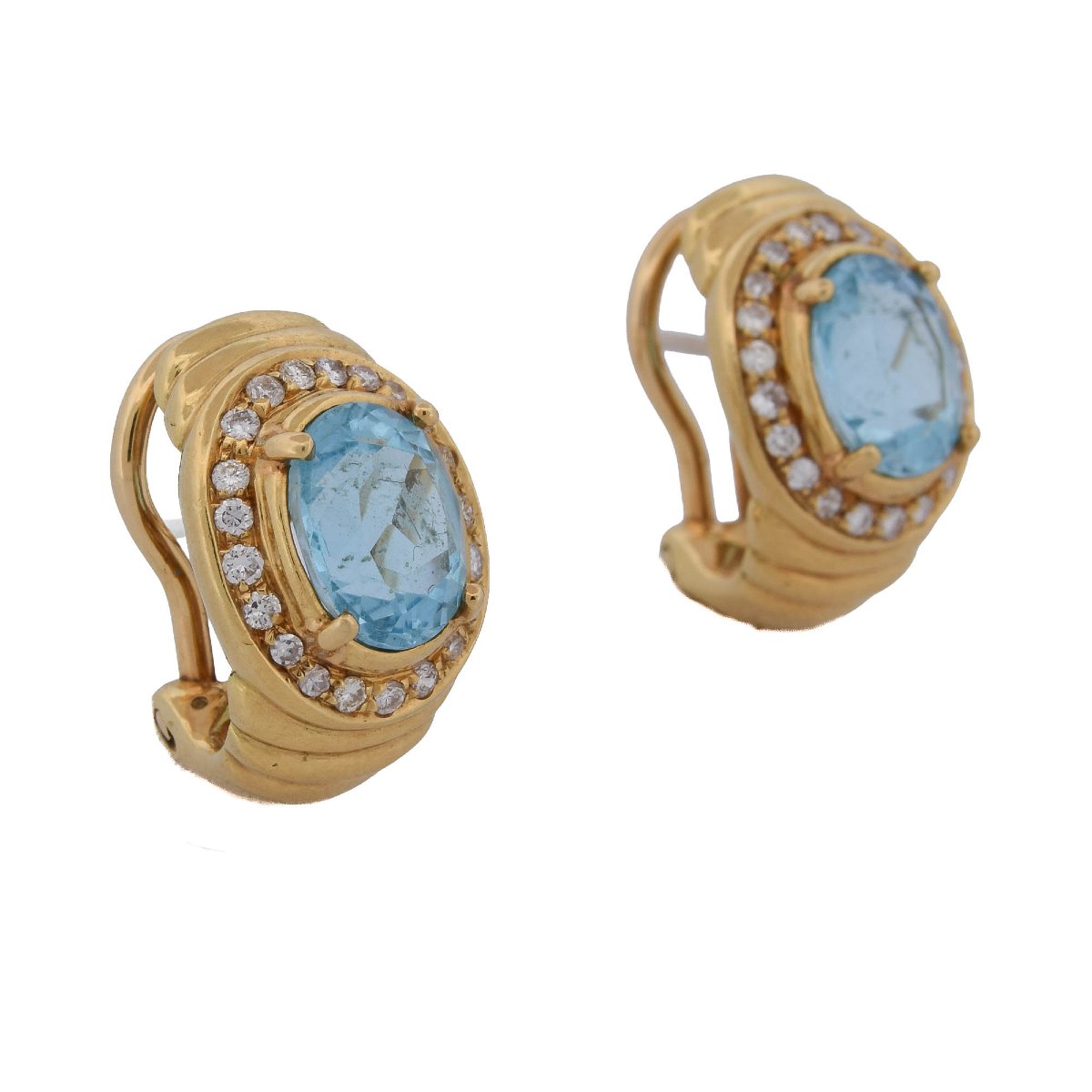 Damiani — Boucles D’Oreilles En Or Jaune 18 Carats, Topazes Bleues Et Diamants OR203 ‘-photo-3