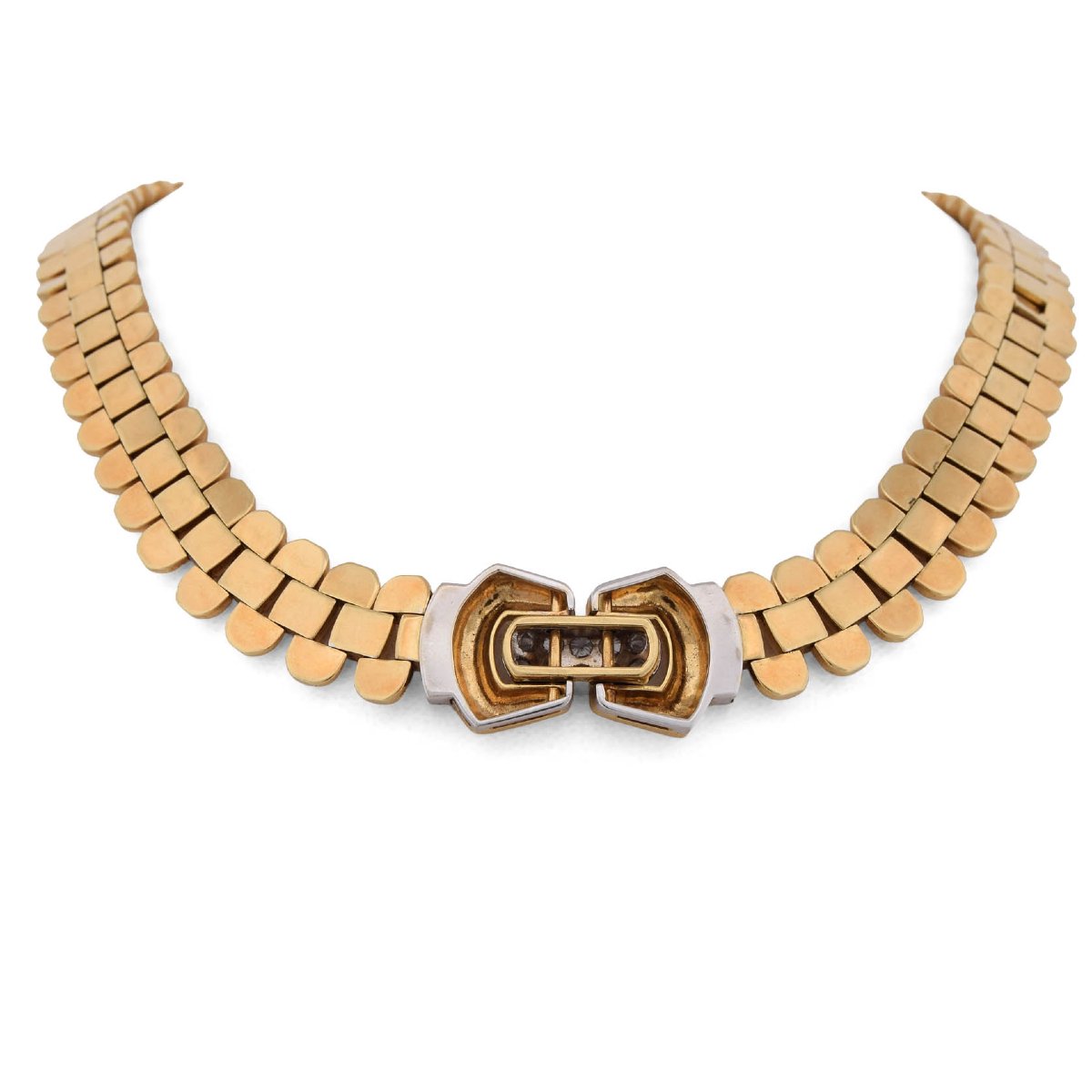 Collier Damiani en Or Jaune 18 Carats à Mailles Articulées et Diamants CL60 ‘ (05589)-photo-3