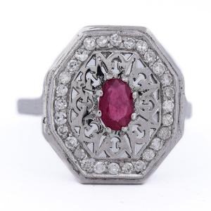 Art Deco Ruby Diamond Ring  An111 (0079)
