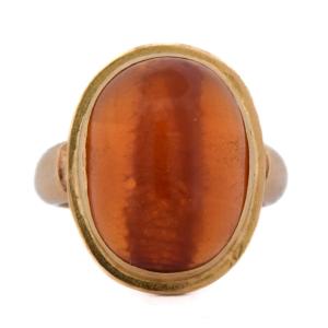 18-karat Yellow Gold Vintage Amber Ring From The 1960s   An170 112-218 (0789)