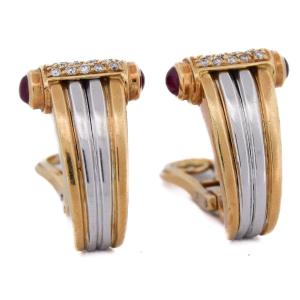 Piaget 18k Gold Earrings With Diamonds And Rubies   Or185 107-120 (00529) 