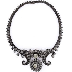 Important Antique Necklace From 1850 In Silver, Gold, And Diamonds   Cl131 128-59 (000069)