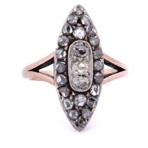 Victorian Ring In 12k Gold And Silver With Rose-cut Diamonds    An634 (0559)