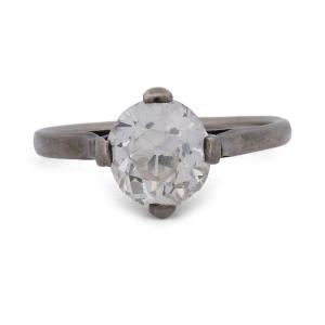 18-karat White Gold Victorian Ring With An Old-cut Diamond Weighing Approximately 1.20 Ct