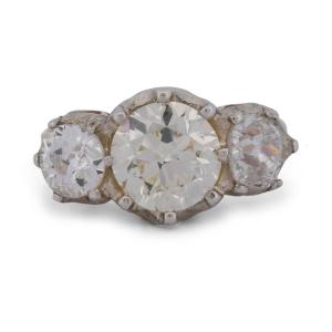 Vintage Trilogy Ring In Platinum, 12-karat Yellow Gold, And Diamonds