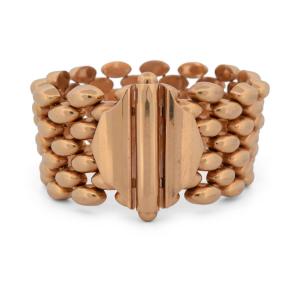 Bracelet vintage large en or 18 carats à maillons ovales bombés, 80 g BR53 114-39