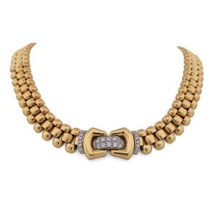 Collier Damiani en Or Jaune 18 Carats à Mailles Articulées et Diamants CL60 ‘ (05589)