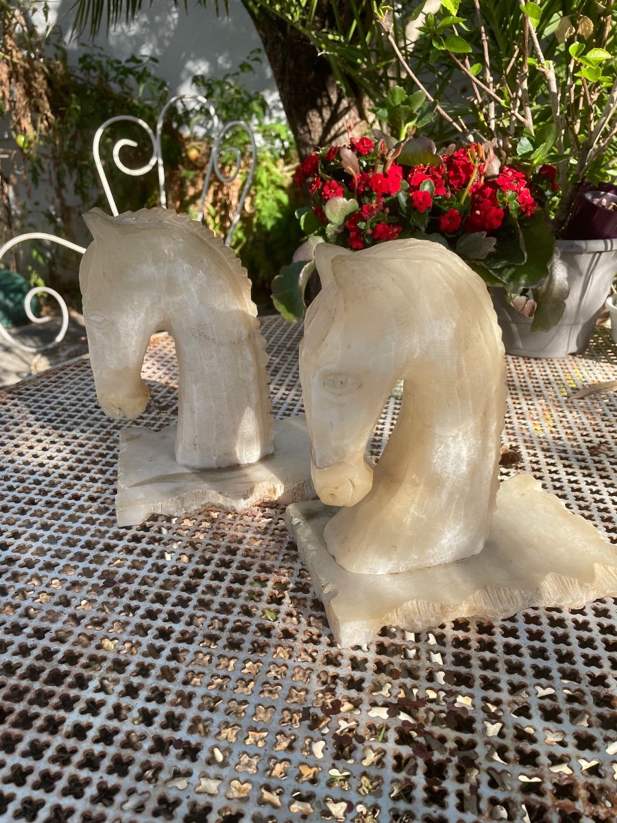 Alabaster Horse Bookends-photo-7
