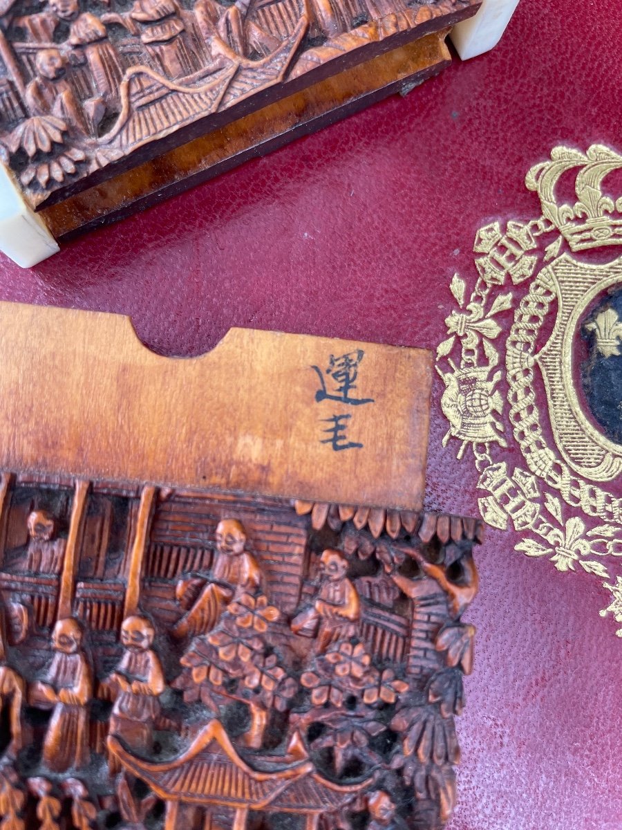 Wood And Ivory China Card Box-photo-2