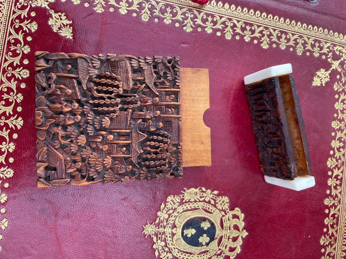Wood And Ivory China Card Box-photo-3