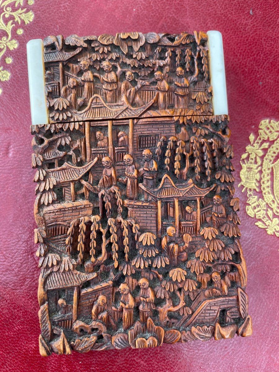 Wood And Ivory China Card Box-photo-5