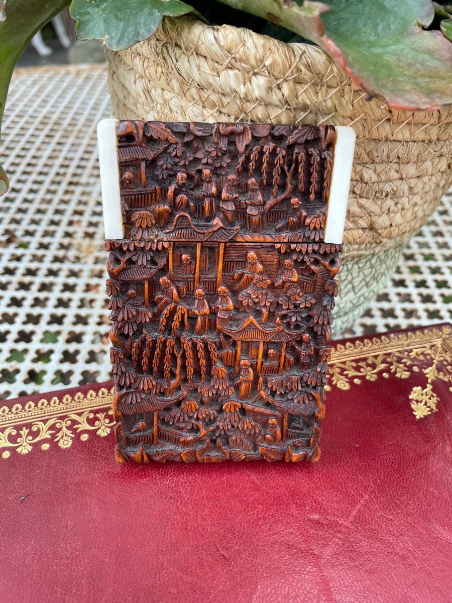 Wood And Ivory China Card Box-photo-6