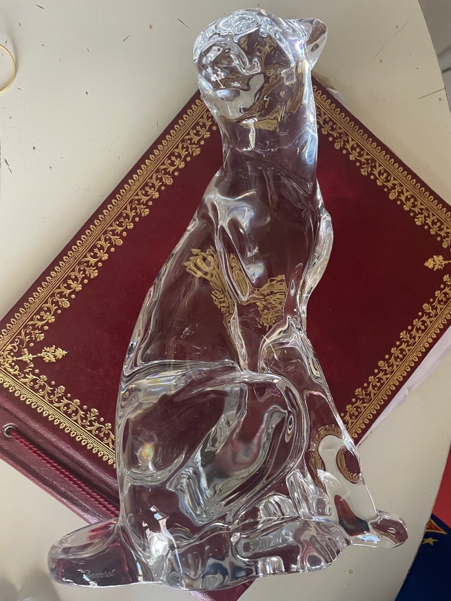 Guépard assis Cristal De Baccarat 