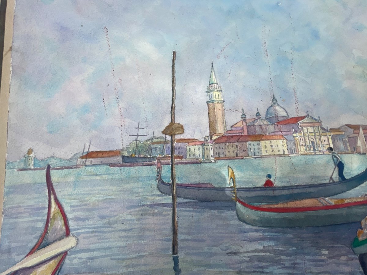 Watercolor The Gondoliers In Venice-photo-5
