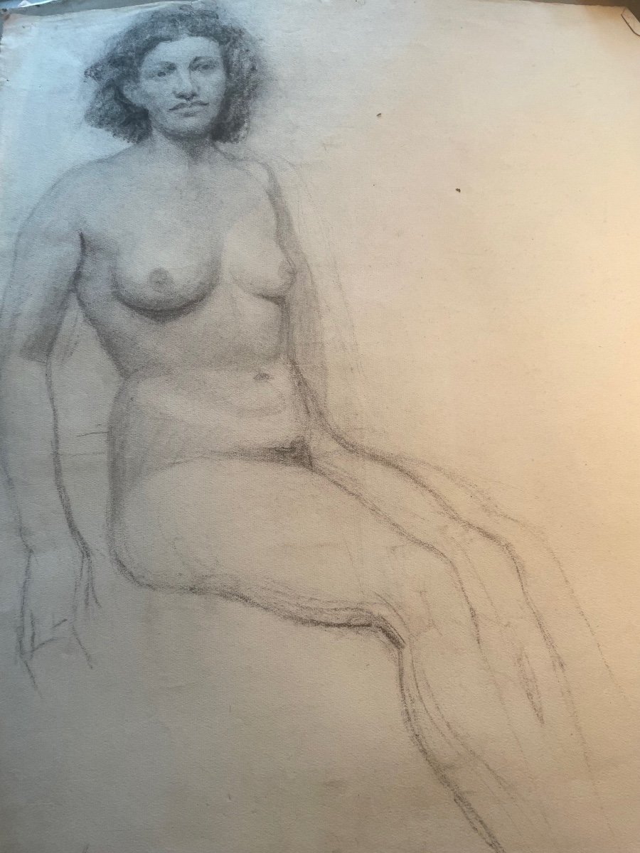 Dessin Femme Nue Féminin Assis -photo-3