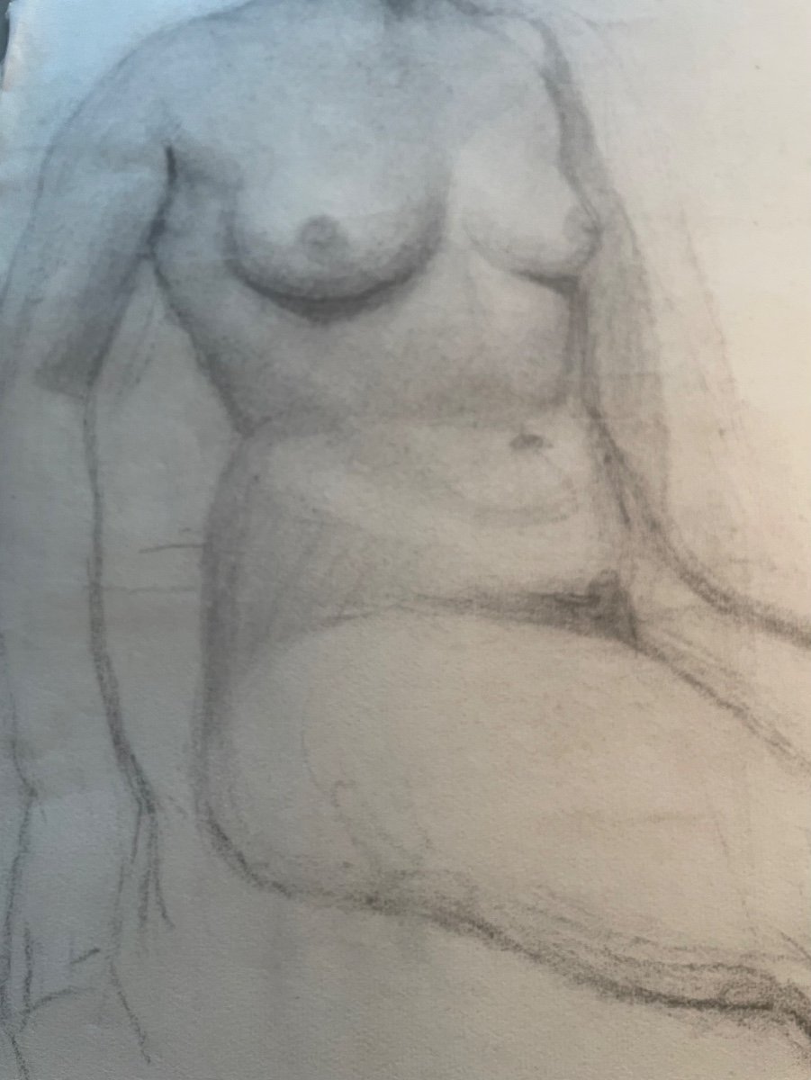Dessin Femme Nue Féminin Assis -photo-4