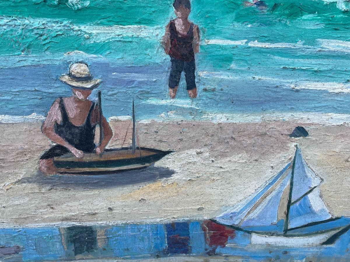 Les Baigneurs Et Maquettes Bateaux à La Plage -photo-2