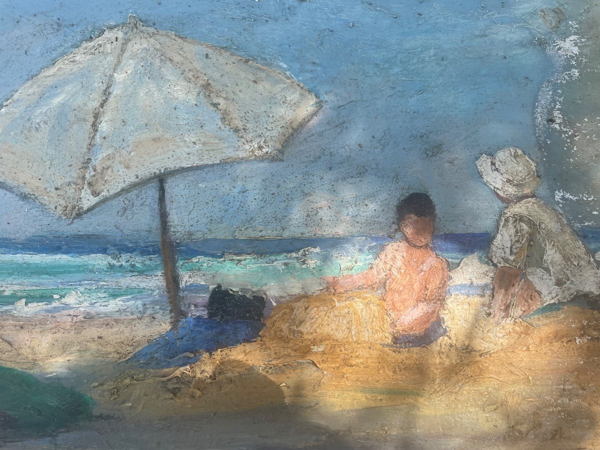 Mother And Child With A White Parasol By Claude Bernard-photo-4