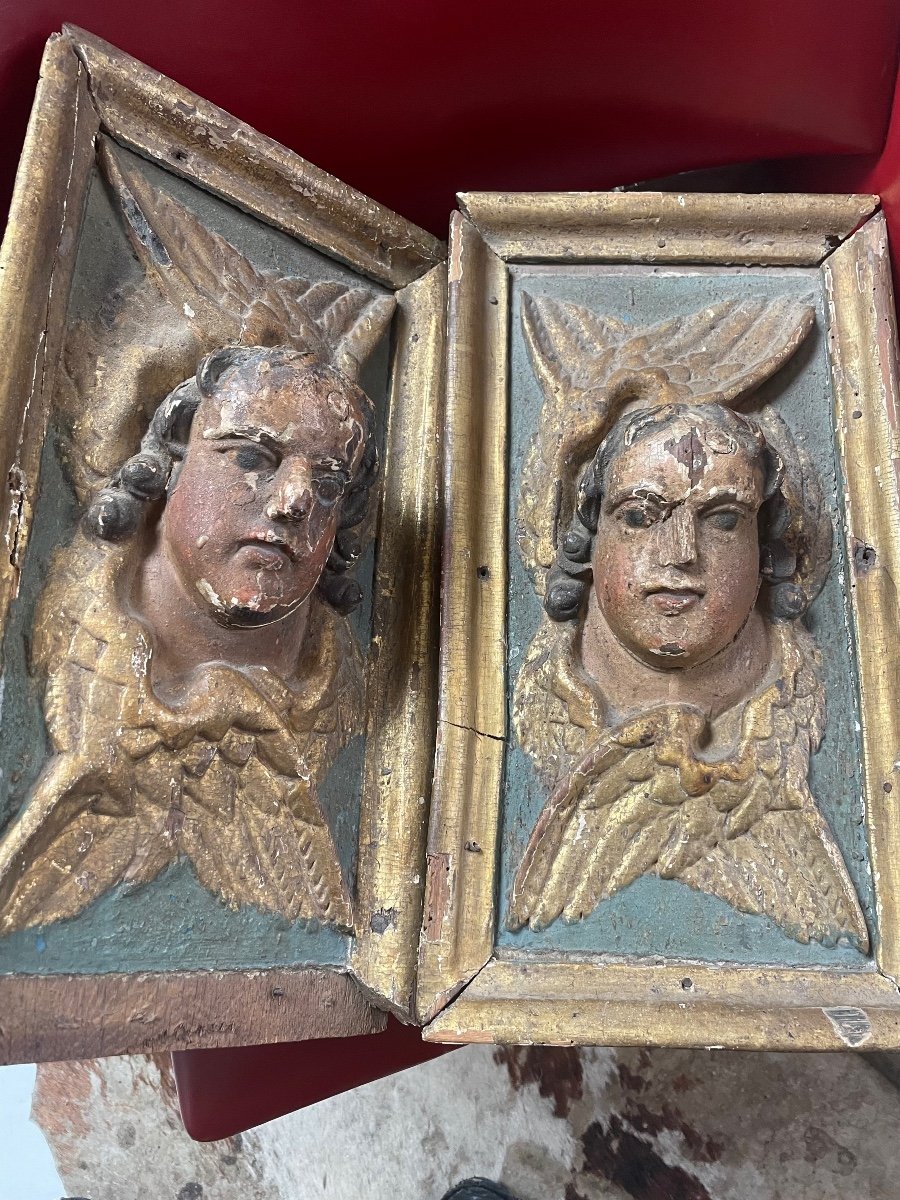 Pair Of Wooden Cherubs XVII Eme