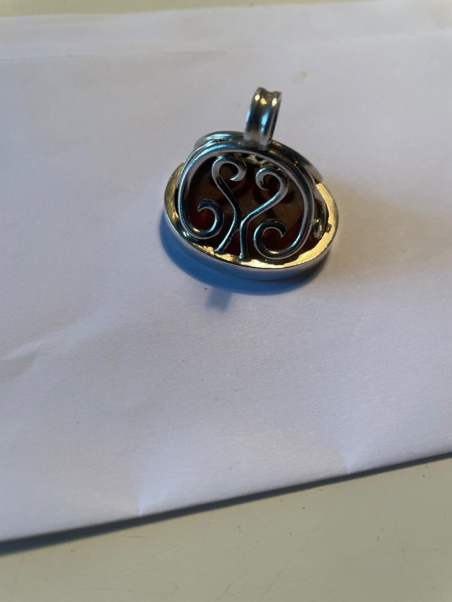 Silver And Carnelian Pendant Seal-photo-8