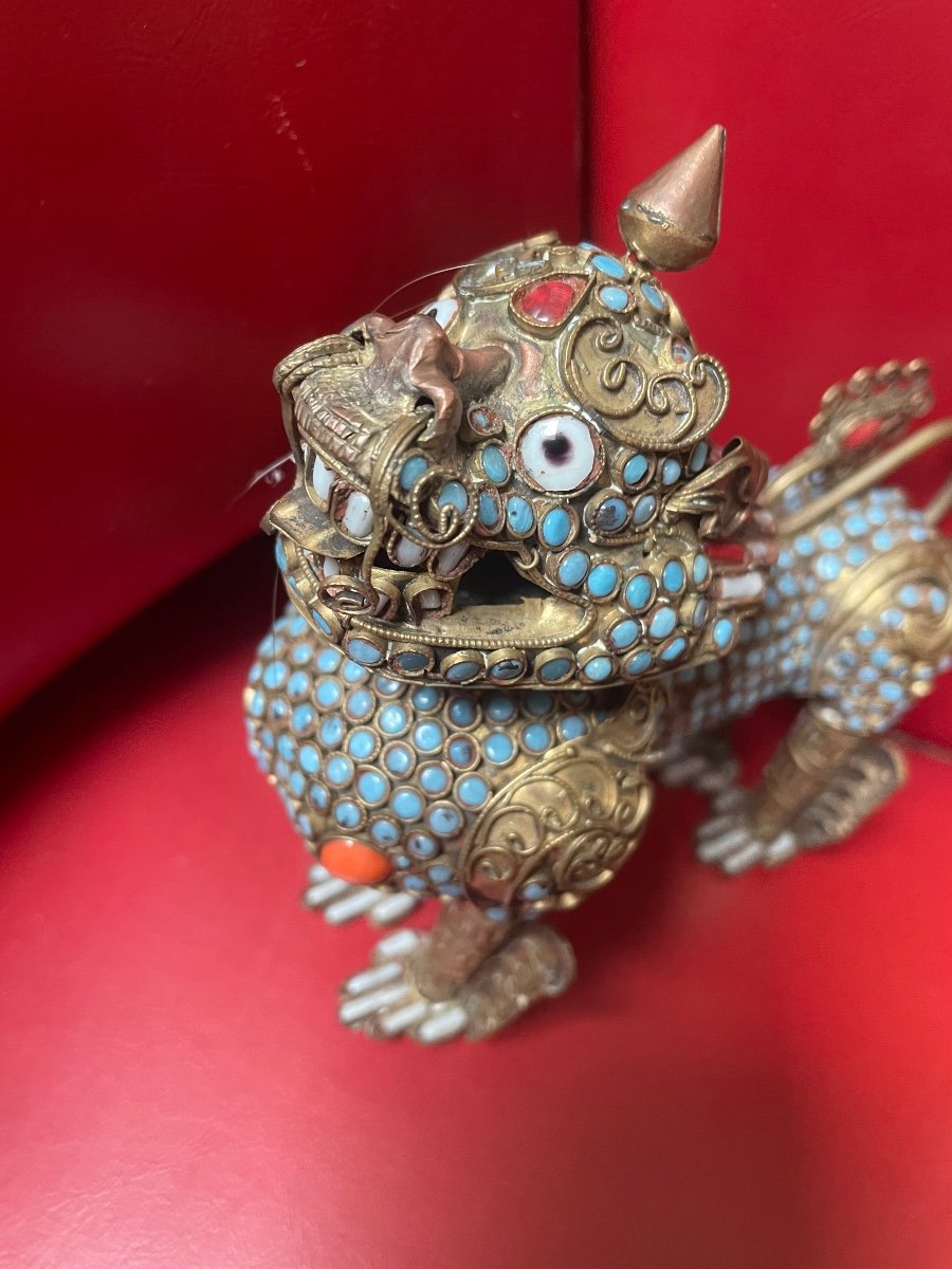 Asian Feline Brass Turquoises And Coral-photo-1