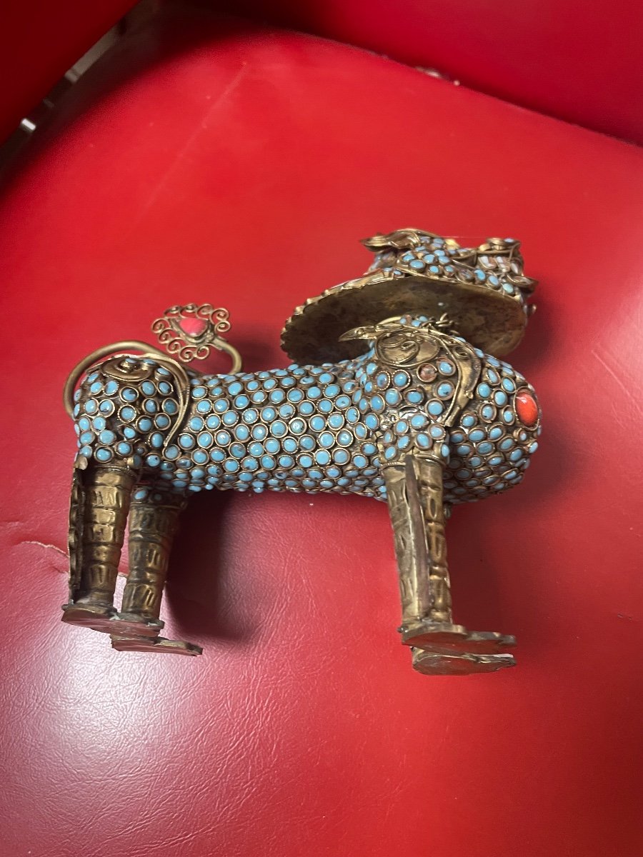 Asian Feline Brass Turquoises And Coral-photo-2