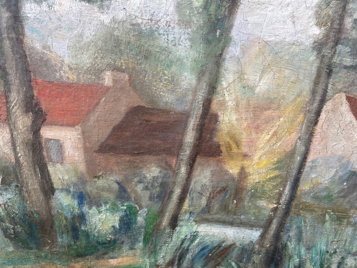 Grand Tableau Maisons Au Bord De L’eau -photo-4