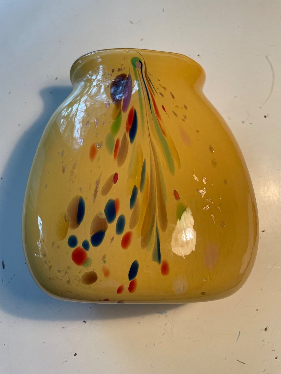 Colored Glass Vase Gold Inclusions-photo-2