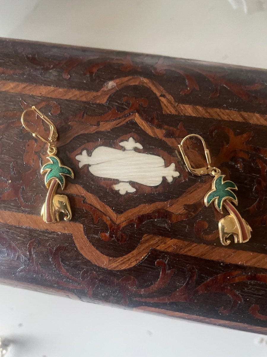 Gold Palm Tree Earrings -photo-3