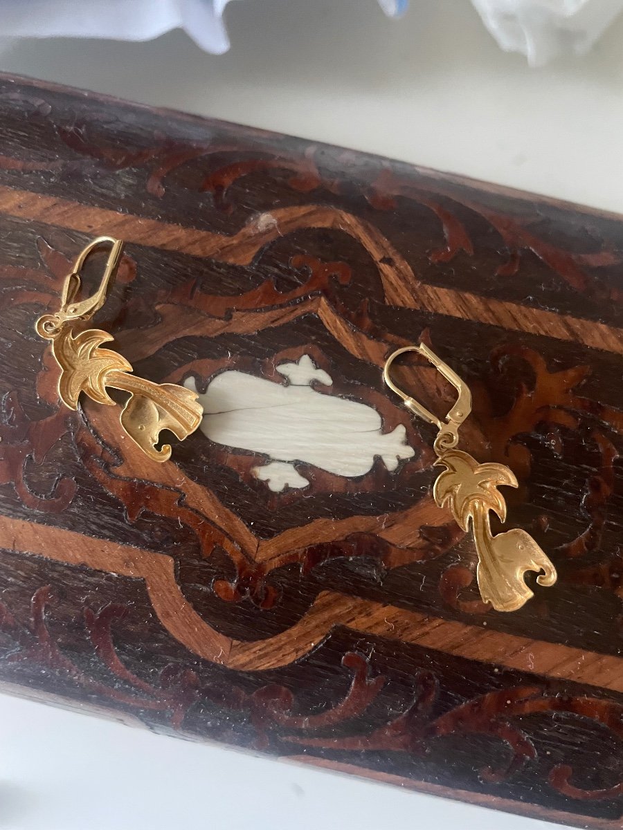 Gold Palm Tree Earrings -photo-4