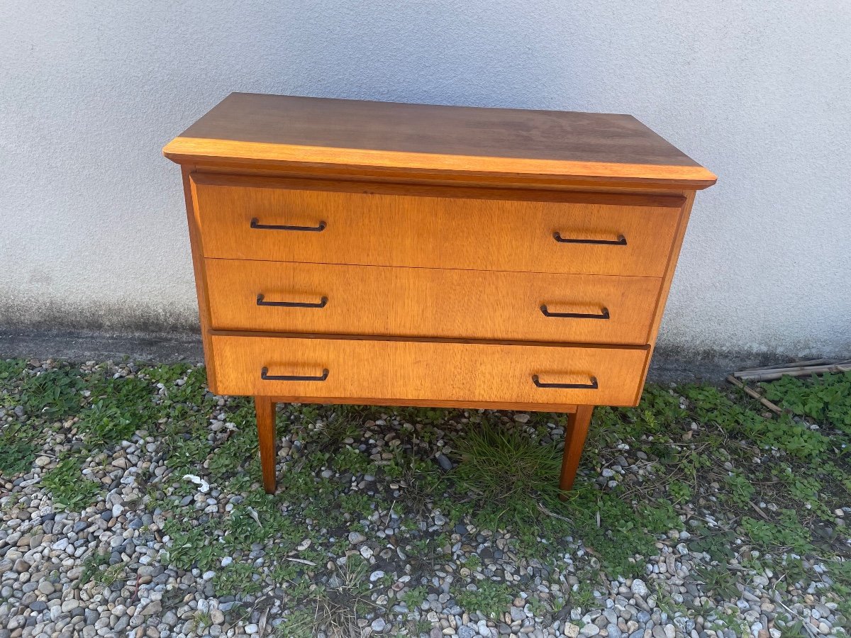 Blond Oak Chest Of Drawers 1960-photo-1