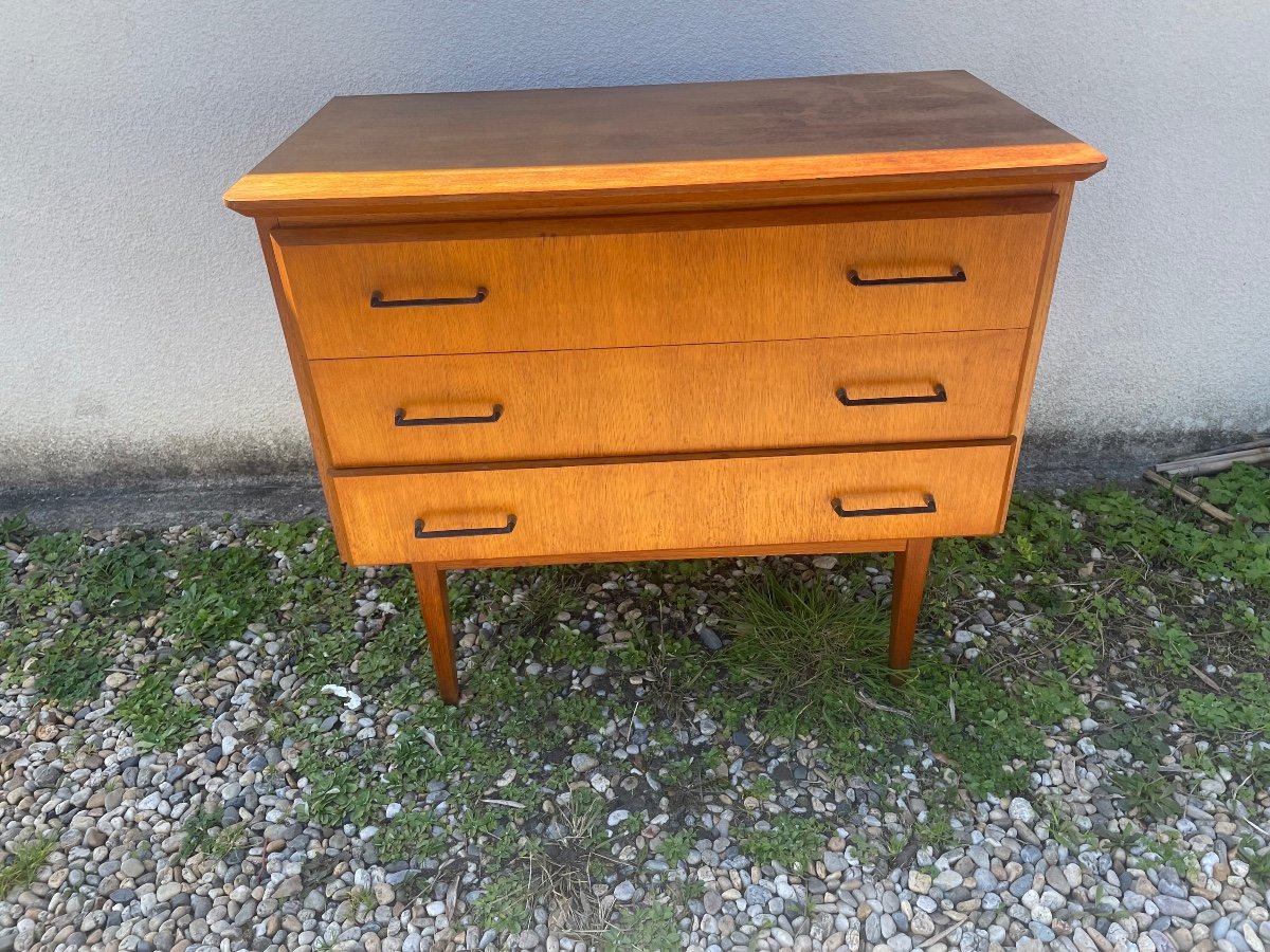 Blond Oak Chest Of Drawers 1960-photo-2