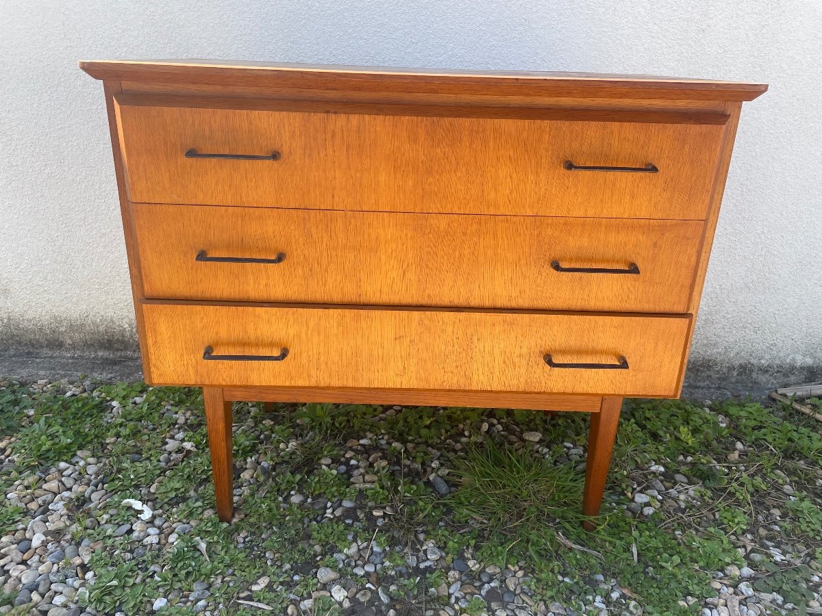 Blond Oak Chest Of Drawers 1960-photo-3