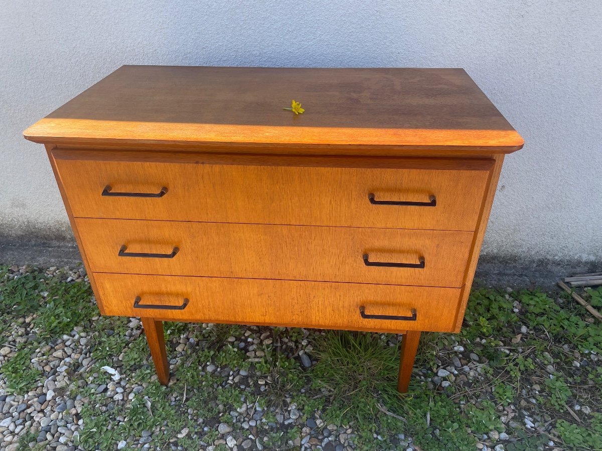 Blond Oak Chest Of Drawers 1960-photo-8