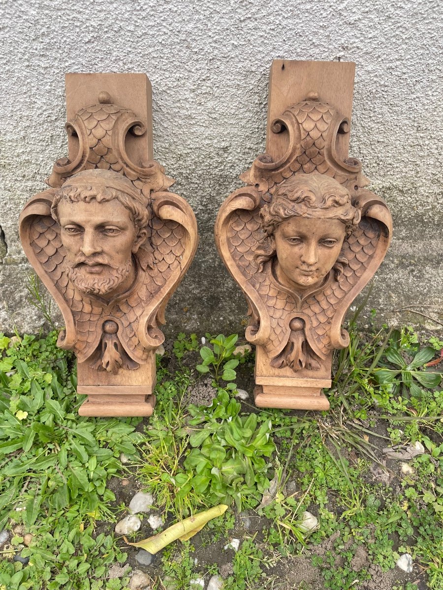 Couple Of Carved Wood Characters -photo-3