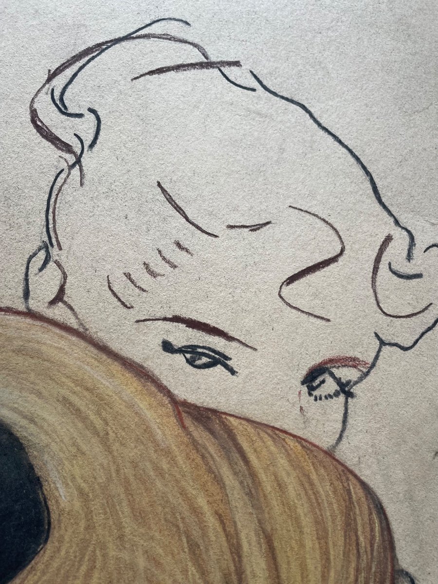 Pastel Jeune Femme élégante Au Chignon -photo-6