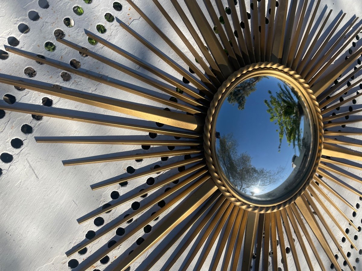  Très grand Miroir Soleil Métal Doré -photo-4