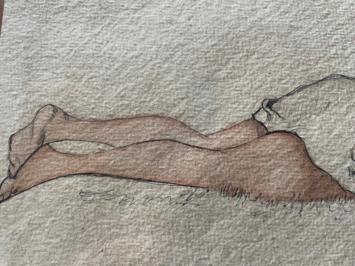 Dessin Gouaché Jeune Fille Allongée -photo-2