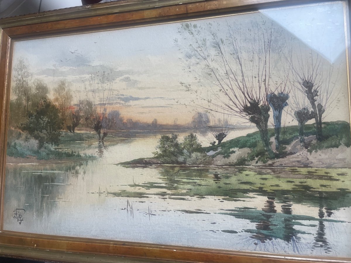 Aquarelle Paysage étang -photo-2