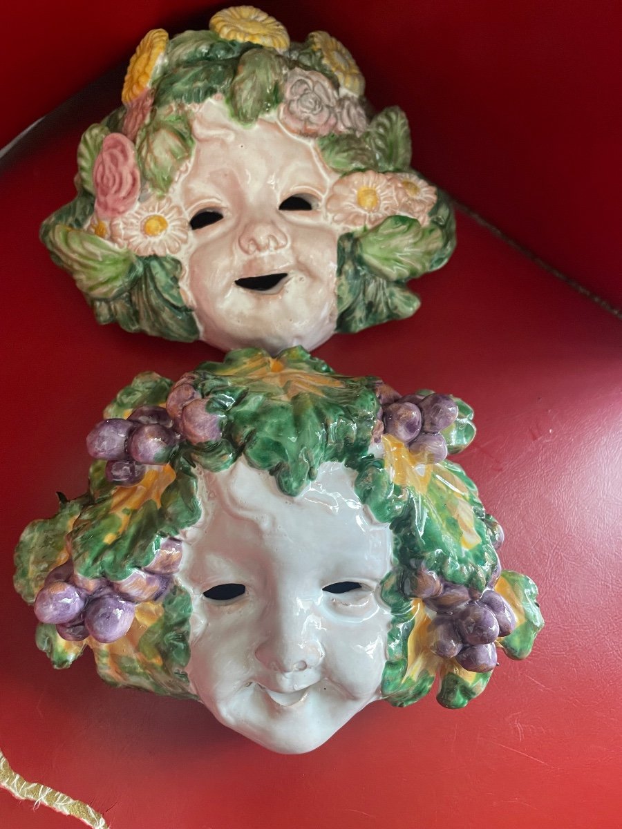 Pair Bacchus Children Ceramic -photo-3