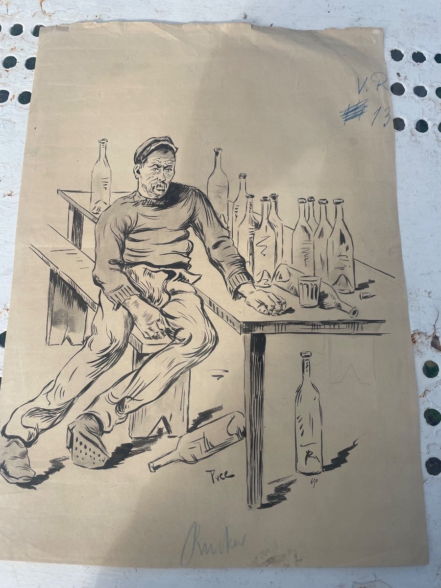 Ink Drawing: The Wine Merchant -photo-3