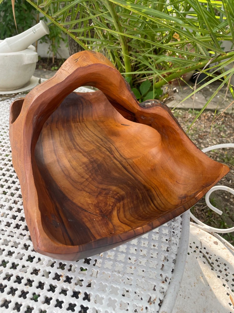 Olive Wood Basket By Tony Bain Vallauris -photo-2
