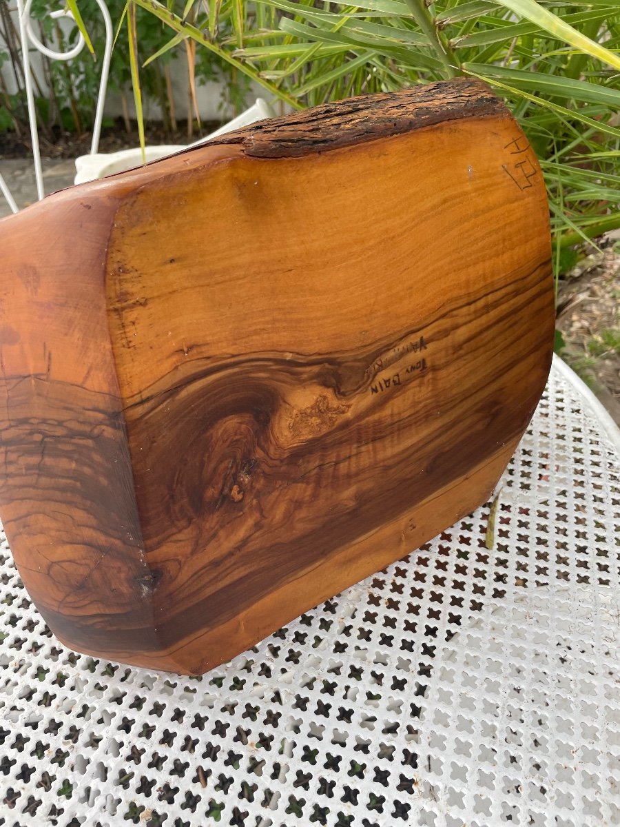 Olive Wood Basket By Tony Bain Vallauris -photo-1