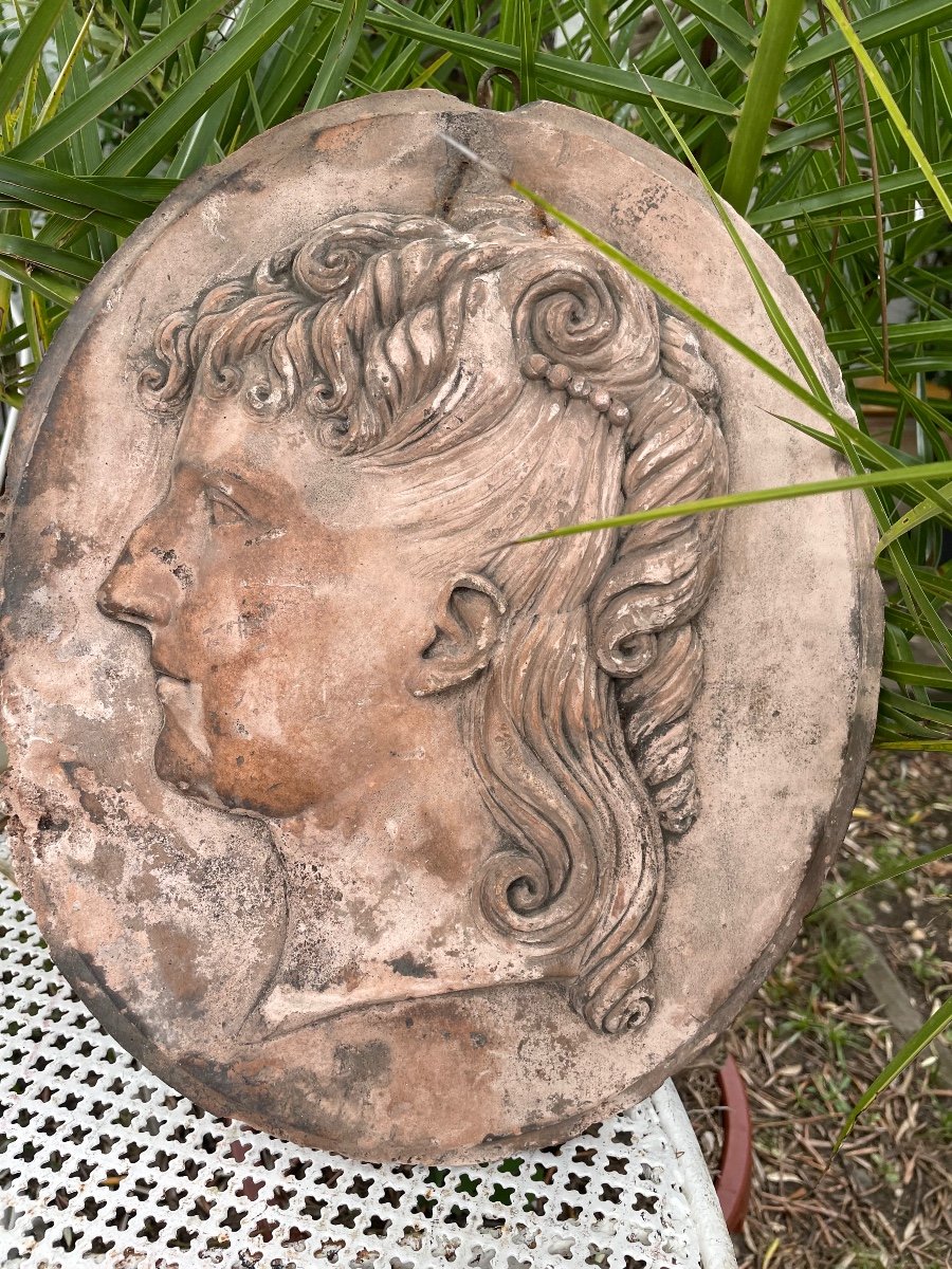 Terracotta Profile Of Young Curly Woman -photo-2